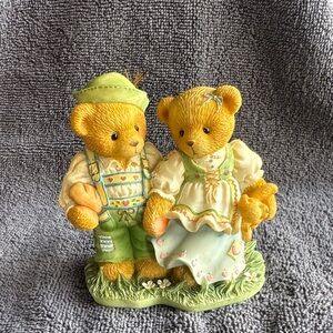 Vintage Cherished Teddies.  Bear Couple Figurine - Yellow and Green